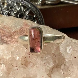PINK TOURMALINE 925 STERLING SILVER RING, SIZE 7.5